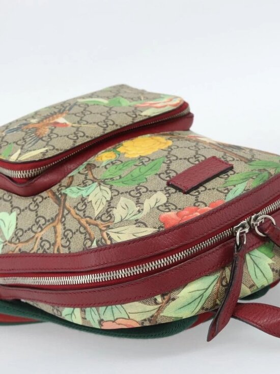 GUCCI GG Supreme Web Sherry Line Tian Backpack PVC Beige 427042 Auth main image 5